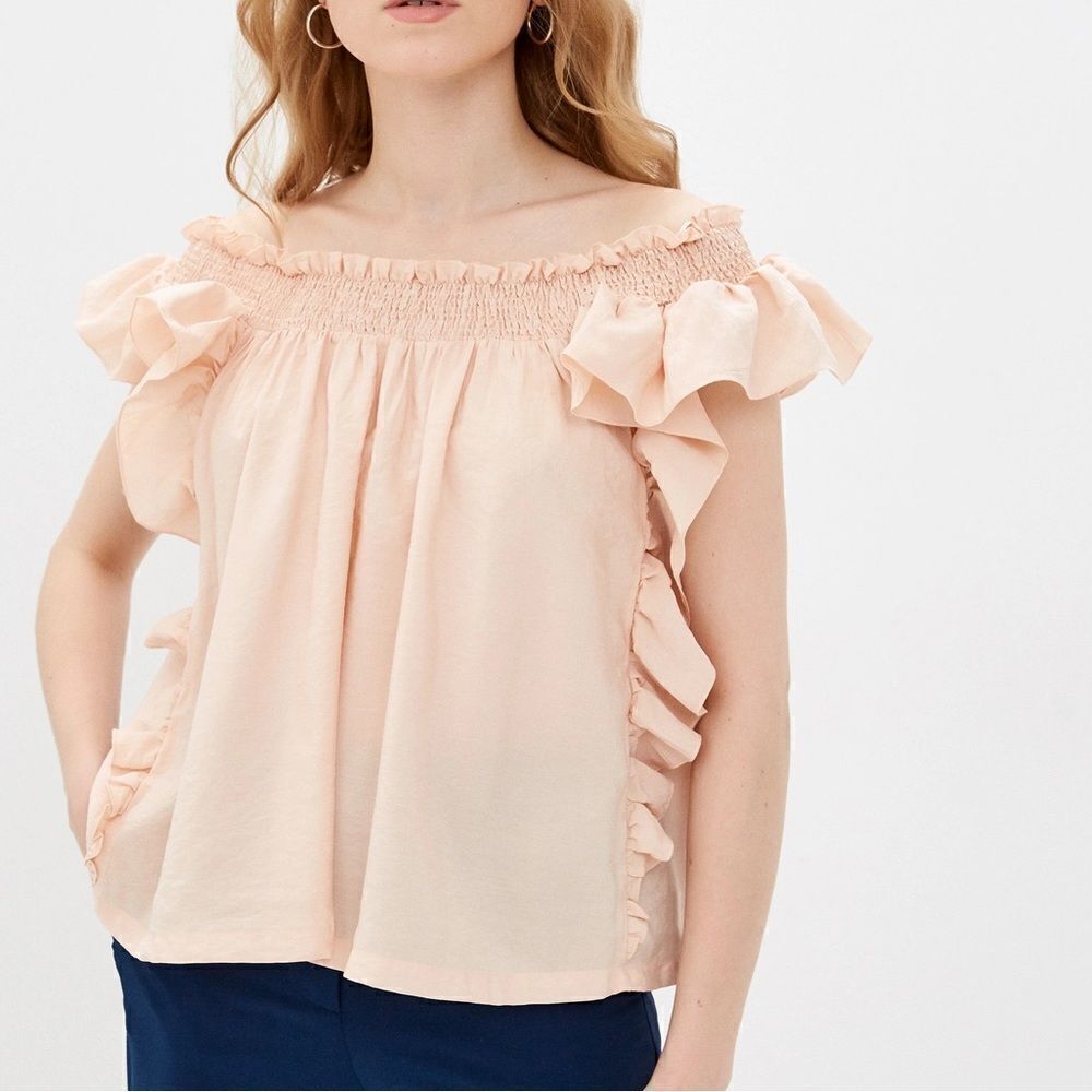 Mango Textured Ruffled Blouse